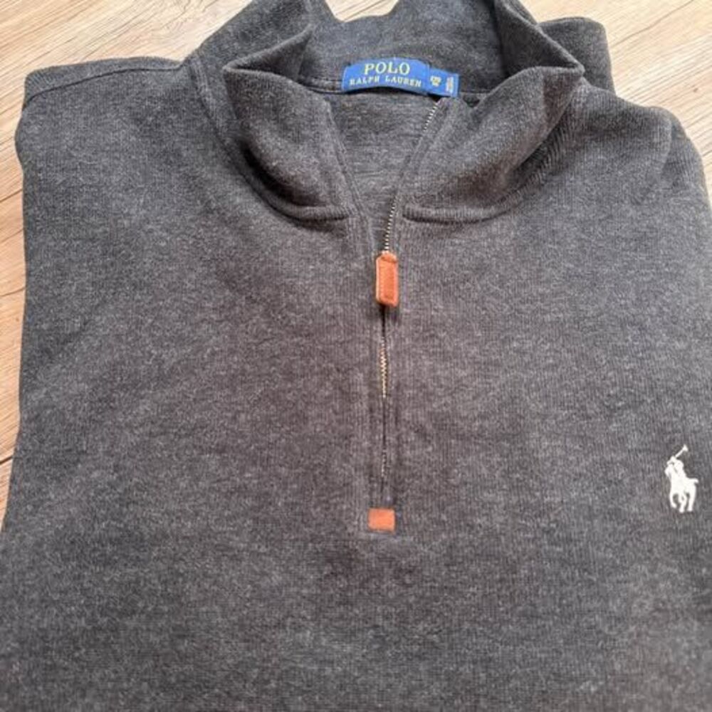 Ralph Lauren 1/4 zip pullover 100 cotton Black dark charcoal size 2XB